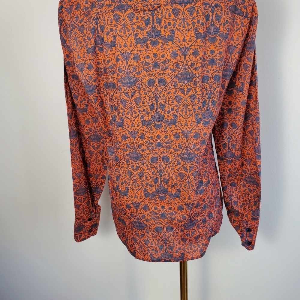 Judith & Charles Cotton Orange and Blue Long Sleeve Button Down Shirt - Picture 12 of 12